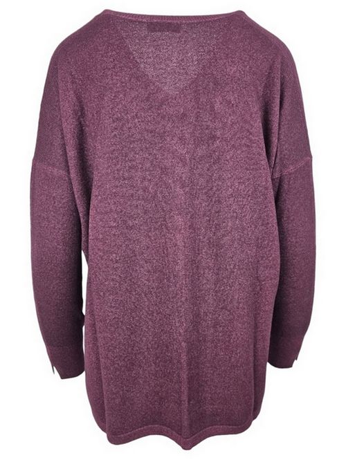 maglia donna over scollo a v sovratinto melanzana. Base Milano | B2102-857186